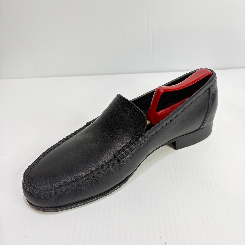 Cappelletti Mens Black Leather Whipstitch Loafers Slip On Shoes 43 US 10 Italy - Picture 2 of 11
